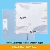 Square Card Binder 15*15cm Children's Photocard Binder High Transparent Sleeves 35*35CM Square Folder For Drawings Collection