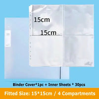 Square Card Binder 15*15cm Children's Photocard Binder High Transparent Sleeves 35*35CM Square Folder For Drawings Collection