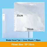 Square Card Binder 15*15cm Children's Photocard Binder High Transparent Sleeves 35*35CM Square Folder For Drawings Collection