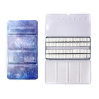 AOOKMIYA Starry 52Pcs Half Pans Watercolor Oil Paint Tins Box Empty Palette Acrylic Paint Storage Tray Paint Box Painting Art Suppliers