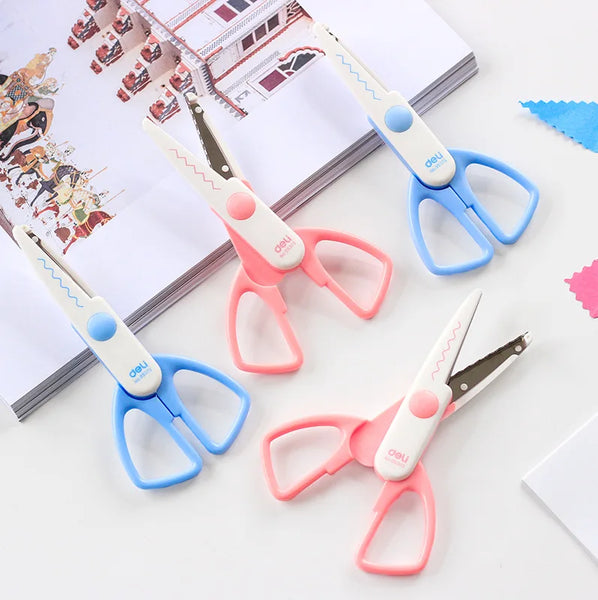 Students DIY Craft Scissors Zig Zag Lace Scissors Safty Design for