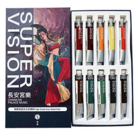 Super Vision 8ML 10Colors Macaron Watercolor Paint Tube Set High Grade Grey Water Color for Painting Drawing Art Supplies