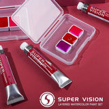 Super Vision 8ml Metallic Red Watercolor Paint 3pcs Natural Mica Viva Magenta Professional Water Color Set Art Supplies Auarelas