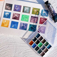 Super Vision Mini 1/2ml Layered Watercolor Paint Sample Handmand 15 Colors Artist Mineral Water Color for Painting Art Suppliers