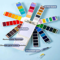 Superior 32/56Colors Chinese Style Solid Watercolor Paints Set With Water Brush Pen Metallic Water Color Acuarelas Art Supplies