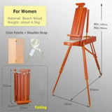 Suporte de desenho ajustável em altura para mulheres Cavalete ajustável, Cavaletes pequenos dobráveis ao ar livre, Suporte de madeira para pintura