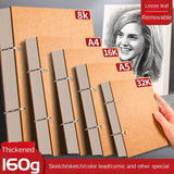 Thick Loose-Leaf Professional Sketchbook, Notepad, Art Pencil, Desenho Suprimentos, Papel, 32K, 16K, 8K, A4, A5, 160g