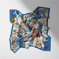 Twill Silk Scarf Woman Colorful Painting Square Scarves Wraps Bandana Small Hijab Silk Foulards Tie Headband Neckerchief 53CM