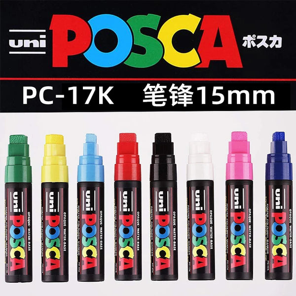 UNI-POSCA Water-Based Advertising Graffiti Acrílico Marcador Pen, Extreme Grosseiro Tipo Poster, japonês, PC-17K, 15mm