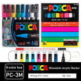 Uni Posca-Acrílico Marcadores Set, Marcadores, Art Marcador Canetas para Pintura de Rocha, Tecido Graffiti, Artistas Crafters Manga, 5 PCs, 8 PCs, 12 PCs, 16PCs