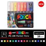 Uni Posca-Acrílico Marcadores Set, Marcadores, Art Marcador Canetas para Pintura de Rocha, Tecido Graffiti, Artistas Crafters Manga, 5 PCs, 8 PCs, 12 PCs, 16PCs