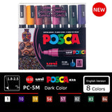 Uni Posca-Acrílico Marcadores Set, Marcadores, Art Marcador Canetas para Pintura de Rocha, Tecido Graffiti, Artistas Crafters Manga, 5 PCs, 8 PCs, 12 PCs, 16PCs