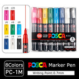 Uni Posca-Acrílico Marcadores Set, Marcadores, Art Marcador Canetas para Pintura de Rocha, Tecido Graffiti, Artistas Crafters Manga, 5 PCs, 8 PCs, 12 PCs, 16PCs