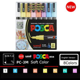 Uni Posca-Acrílico Marcadores Set, Marcadores, Art Marcador Canetas para Pintura de Rocha, Tecido Graffiti, Artistas Crafters Manga, 5 PCs, 8 PCs, 12 PCs, 16PCs
