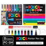 Uni Posca-Acrílico Marcadores Set, Marcadores, Art Marcador Canetas para Pintura de Rocha, Tecido Graffiti, Artistas Crafters Manga, 5 PCs, 8 PCs, 12 PCs, 16PCs