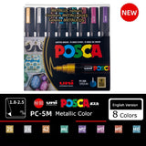 Uni Posca-Acrílico Marcadores Set, Marcadores, Art Marcador Canetas para Pintura de Rocha, Tecido Graffiti, Artistas Crafters Manga, 5 PCs, 8 PCs, 12 PCs, 16PCs
