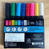 Uni Posca-Acrílico à base de água tinta caneta marcador, Fine Point pintura, desenho e canetas Graffiti, 8 cores, 0.9-1.3mm, PC-3M, 8C