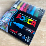 Uni Posca-Acrílico à base de água tinta caneta marcador, Fine Point pintura, desenho e canetas Graffiti, 8 cores, 0.9-1.3mm, PC-3M, 8C