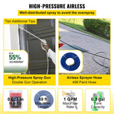 AOOKMIYA VEVOR Commercial Airless Paint Sprayer with Cart 1500W 4L/Min Electric Painting Machine for Home Interior Exterior Wall Spraying