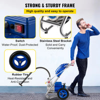 AOOKMIYA VEVOR Commercial Airless Paint Sprayer with Cart 1500W 4L/Min Electric Painting Machine for Home Interior Exterior Wall Spraying