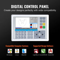 VEVOR Laser Engraver 80W CO2 Glass Laser Tube Laser Cutter And Engraver Paper Wood RUIDA Digital Control Panel
