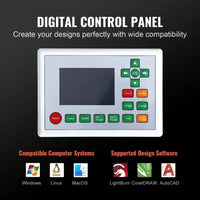 VEVOR RUIDA Laser Engraving Machine 80W CO2 Glass Laser Tube Laser Cutter And Engraver Paper Wood  Digital Control Panel