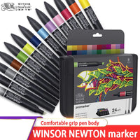 WINSOR & NEWTON Promarker 6/12/24/48/96 Colors Set Twin/ Double Tip Alcohol Based Marker Pens Design Pro Marker For Artists