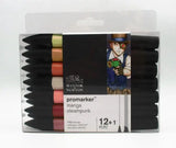 WINSOR & NEWTON Promarker Set Twin Tip Alcohol Based Marker Pens 6 Colors & 12 Colors Design Professional Marker For Artists