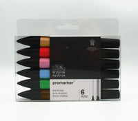 WINSOR & NEWTON Promarker Set Twin Tip Alcohol Based Marker Pens 6 Colors & 12 Colors Design Professional Marker For Artists