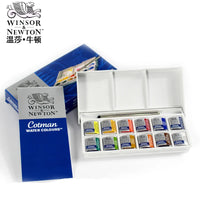 WINSOR&NEWTON Solid Pigment Watercolor Paint 8/12/24/36/45 Color Cotman Senior Water color Art Drawing Supplies Half Pans  Mini