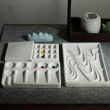 AOOKMIYA  Wavy Rectangle Ceramic Palette Mixed Color Paint Palette Tray Watercolor Gouache Acrylic Painting Art Supplies Chinese Painting
