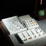 AOOKMIYA  Wavy Rectangle Ceramic Palette Mixed Color Paint Palette Tray Watercolor Gouache Acrylic Painting Art Supplies Chinese Painting