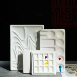 AOOKMIYA  Wavy Rectangle Ceramic Palette Mixed Color Paint Palette Tray Watercolor Gouache Acrylic Painting Art Supplies Chinese Painting