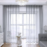 White/Grey Tulle Curtains for Living Room Children Bedroom Window Decoration Modern Chiffon Solid Sheer Kitchen Door Curtain