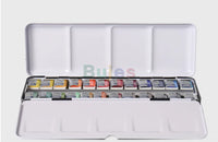 Winsor Newton 24/36/45 Color Solid watercolor pigment suit beginners' painting by hand portable iron box sub package art drawing