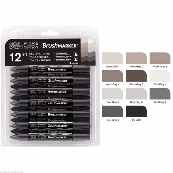 Winsor & Newton Brushmarker Set 6 Colors 12 Colors Soft Brush Markers Twin Tip Mid Pastel Skin Rich Tones