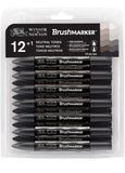 Winsor & Newton Brushmarker Set 6 Warna 12 Warna Sikat Lembut Tip Twin Tip Sikat Spidol Berbasis Alkohol Seni Pena