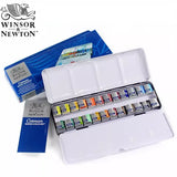 Winsor & Newton-Tinta Aquarela Sólida, Paleta De Viagem Portátil, Escova De Aquarela, Meia Panelas, Tinta Acuarela, 8 Cores, 12 Cores, 24 Cores
