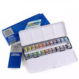 Winsor & Newton-Tinta Aquarela Sólida, Paleta De Viagem Portátil, Escova De Aquarela, Meia Panelas, Tinta Acuarela, 8 Cores, 12 Cores, 24 Cores