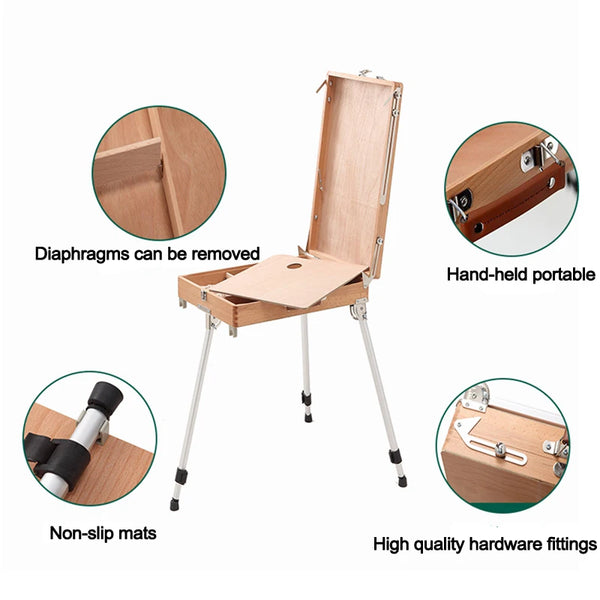 Wooden Easel Portable Folding Table Easel for Drawing Oil Paint Alumin –  AOOKMIYA