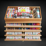 AOOKMIYA Wooden drawer drawing box pencil watercolor pen storage tool box beech wood adjustable easel art supplies for artist wood stand
