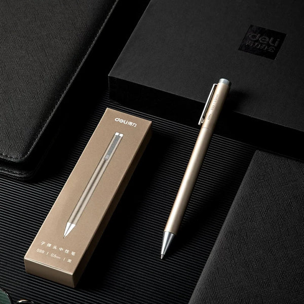 Xiaomi Deli Metal Sign Pen Pens Gold / Silver Gel Pen 0.5mm Refills PR –  AOOKMIYA