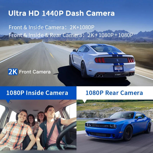 3 Channel Dash Cam with WiFi GPS 3 Channel 1080P+1080P+1080P Car