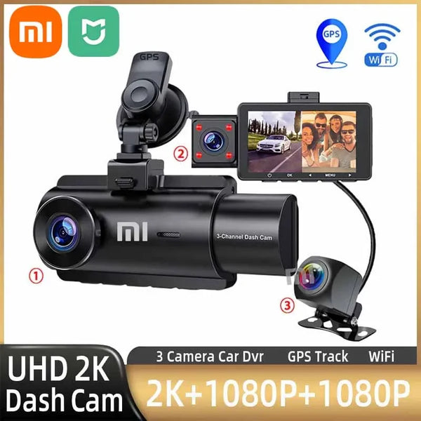 3 Channels Dash Cam Front And Inside And Rear,dash Camera For Cars