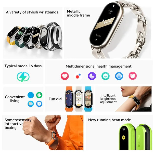 Xiaomi Mi Band 8 Smart Bracelet AMOLED Screen Blood Oxygen Fitness Tra –  AOOKMIYA
