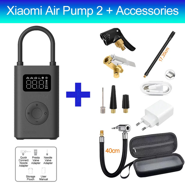 Xiaomi Mijia Portable Electric Air Compressor 1S / 2 Type-C Air Inflator Air  Pump Smart Digital Tire Pressure Detection LED Car