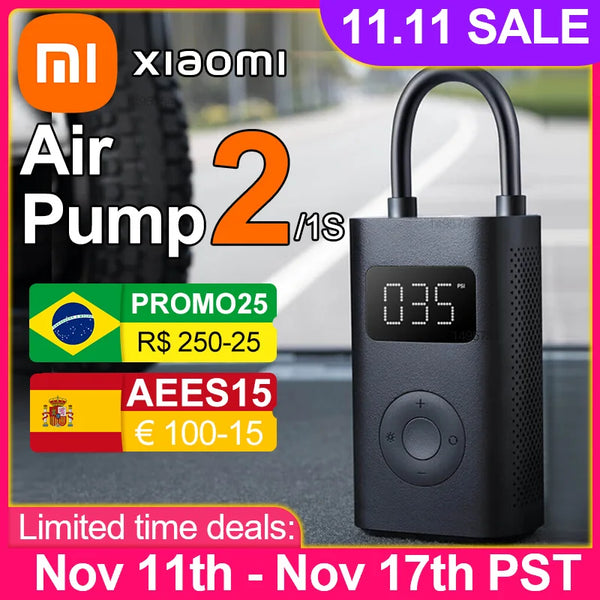 Portable Xiaomi Mijia Electric Air Compressor 2 Air Pump Multitool Inflator  Type-C Smart Home for Motorcycle Bike Automotive Car - AliExpress