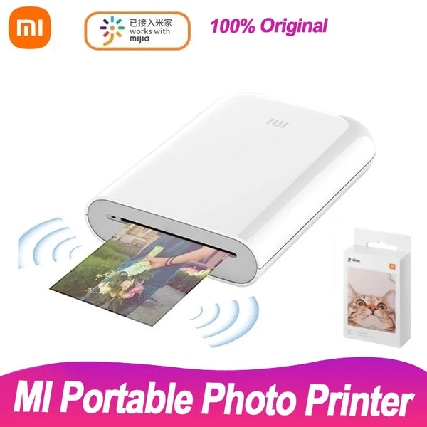 Xiaomi mijia AR Printer 300 dpi Portable Photo Mini Pocket with DIY Share  500mAh Pocket Printer Printer Working with Mijia, 20 Pieces of Zink Photo