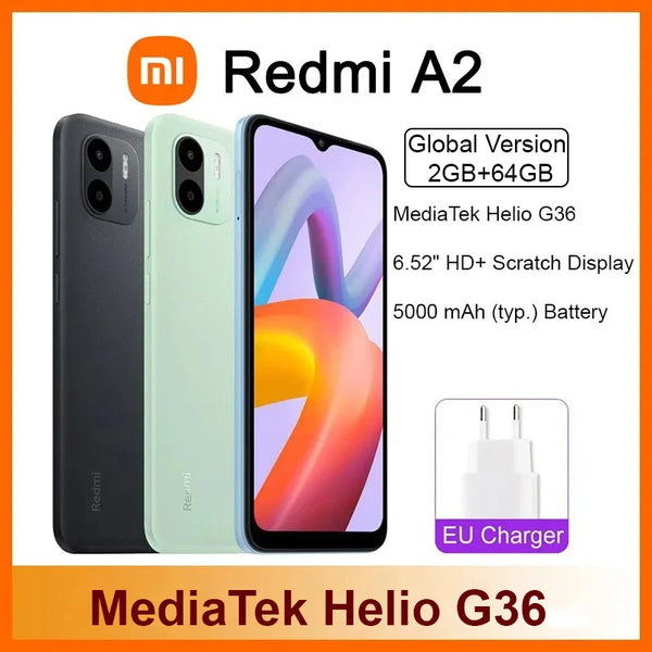 Xiaomi Redmi A2 Smartphone MTK Helio G36 6.52" DotDrop Display 5000mAh 10W Fast Charging 8MP AI Dual Camera Mobile Phone