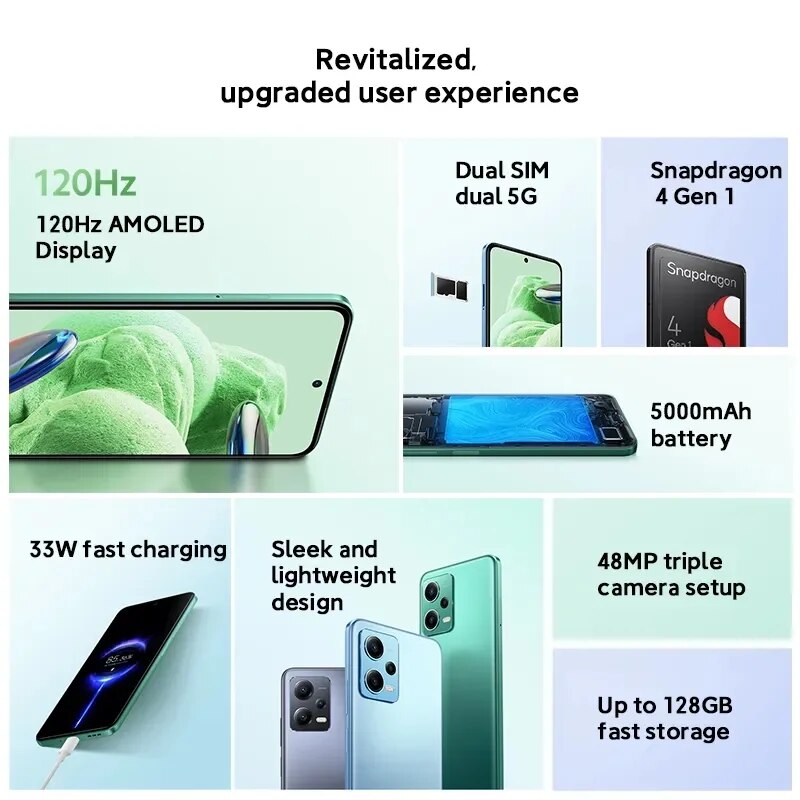 Xiaomi Redmi Note 12 5G Global Version 128GB/256GB Snapdragon 4 Gen 1 ...